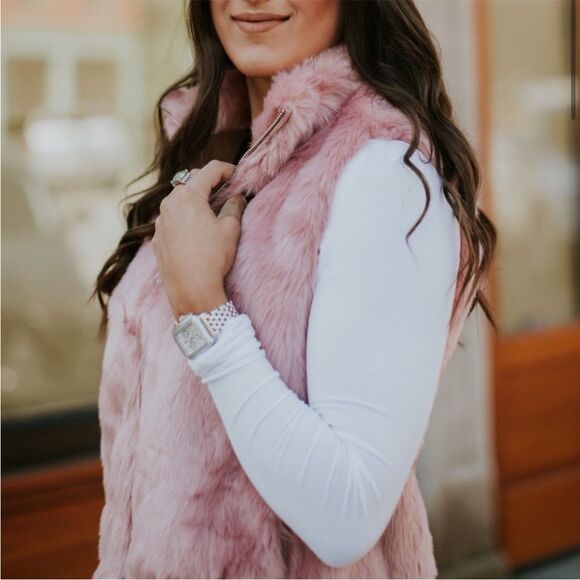 J Crew Pink Faux Fur Vest Guava Berry Small - Picture 2 of 11